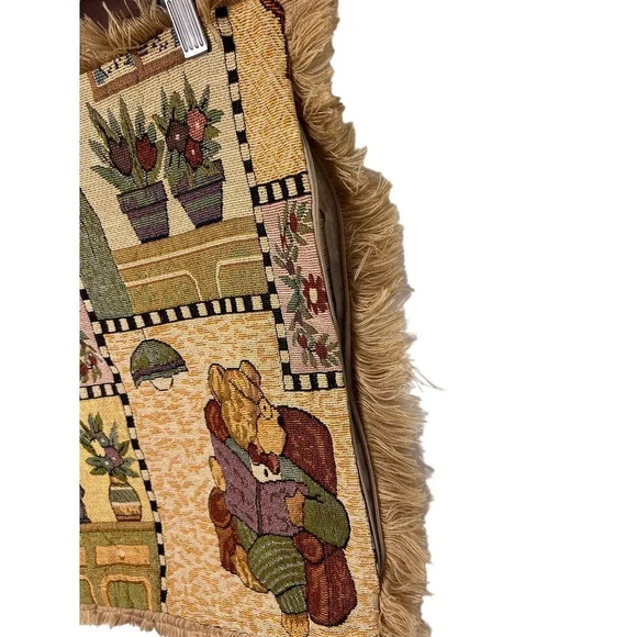 3 Needlepoint tapestry Bear Cozy Home fringe zip closure16.5Wx17 L pillow covers - Picture 3 of 7